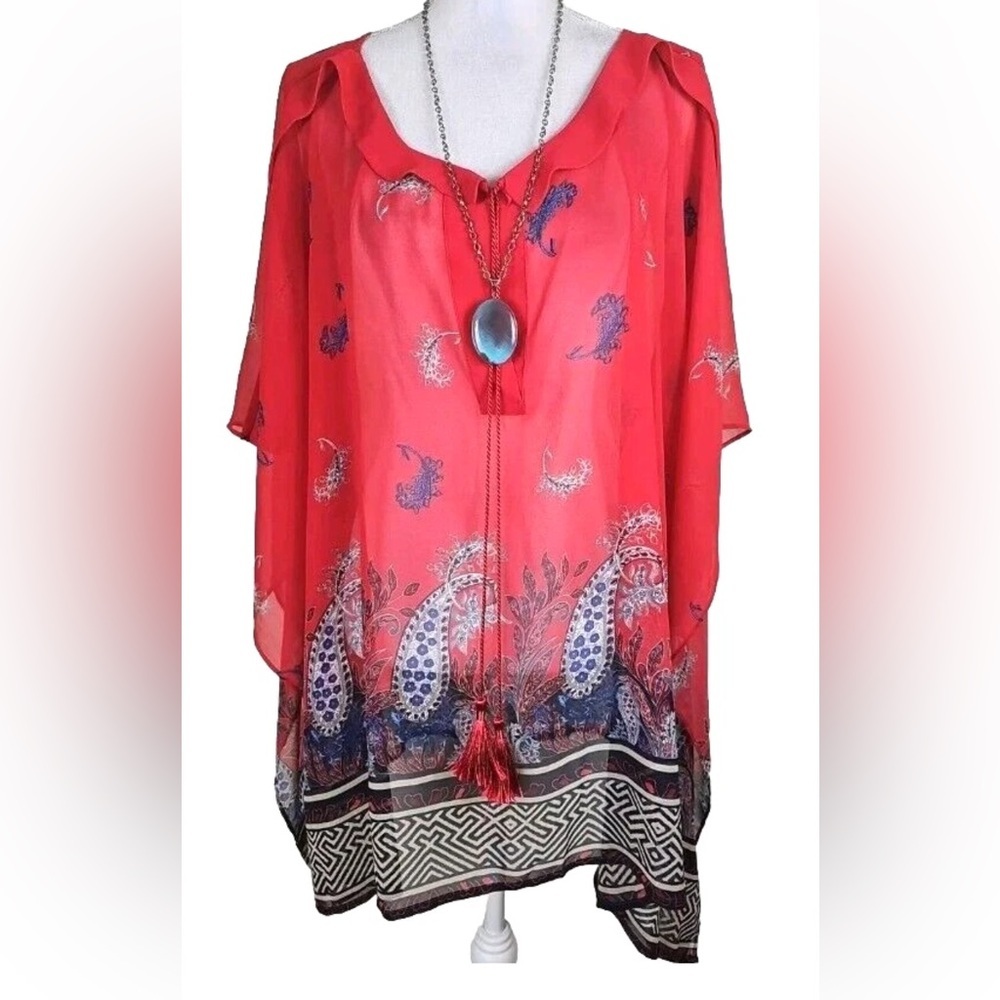 Lane Bryant Red Paisley Blouse plus size 14/16